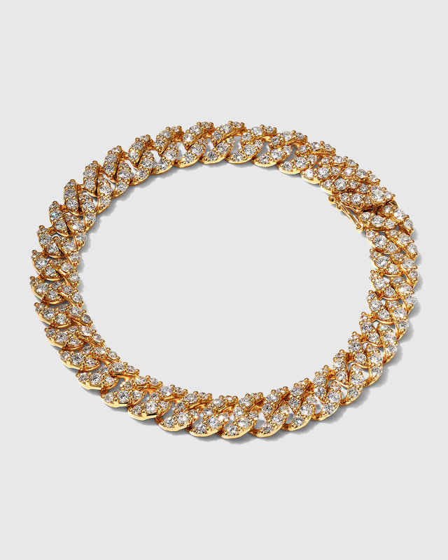 Yellow Gold Link Bracelet with Pave Diamonds, 8.06tcw